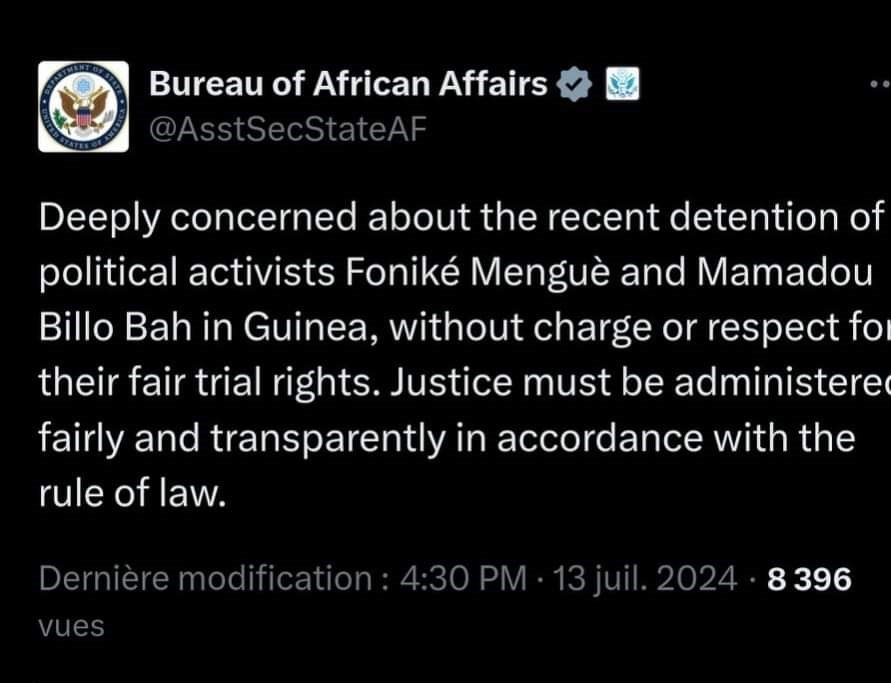 departement-dEtat1 Enlèvement de Foniké Menguè et Billo Bah : ce qu’en dit le département d’Etat Américain
