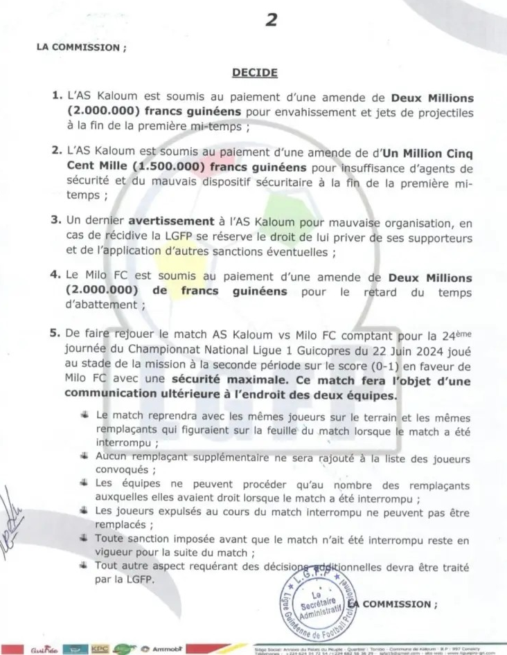 foot-Ask-milo Incidents au stade de la Mission : l’AS Kaloum et le Milo FC sanctionnés...