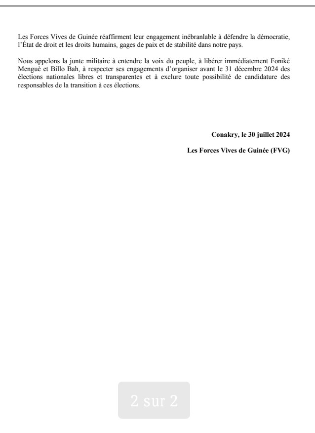 fvgg1 Guinée : les Forces vives rejettent l’avant-projet de Constitution !