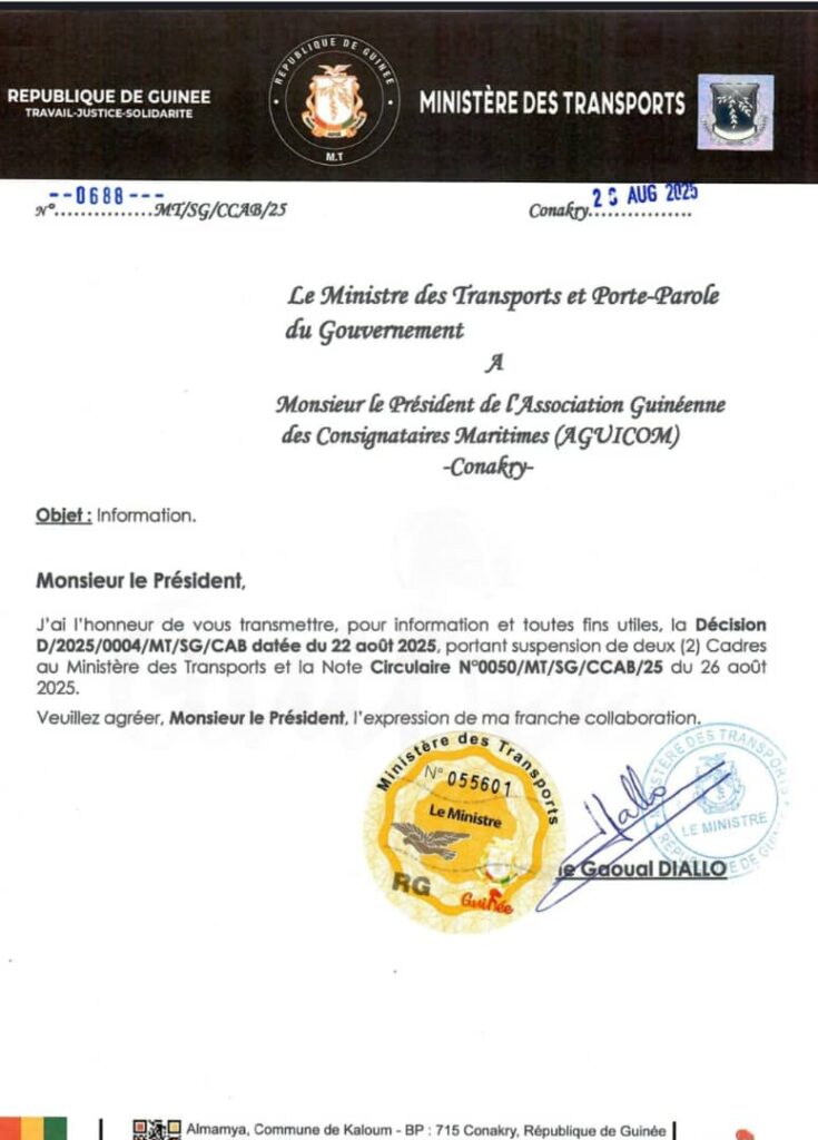 IMG-20250827-WA0040-735x1024 Guinée : Paul Moussa Diawara et son adjoint suspendus de la tête de la Marine marchande