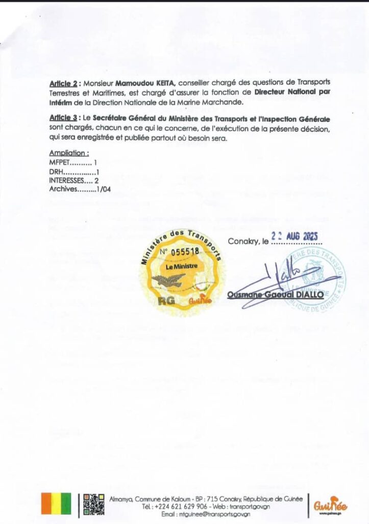 IMG-20250827-WA0041-723x1024 Guinée : Paul Moussa Diawara et son adjoint suspendus de la tête de la Marine marchande