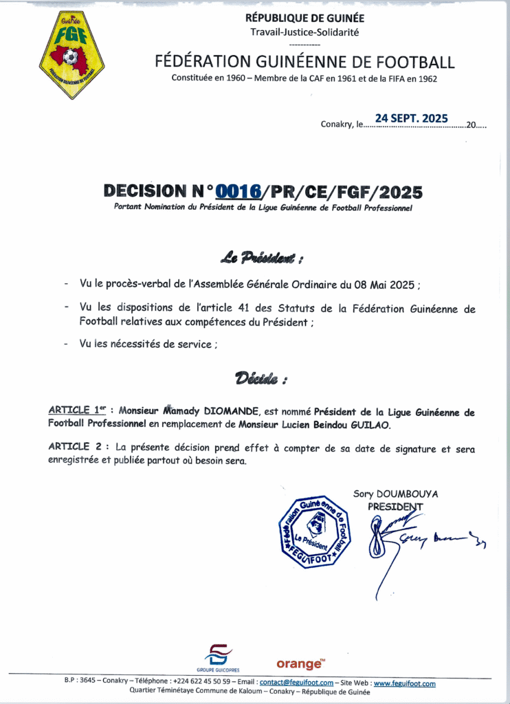 image-108-742x1024 Guinée : Elhadj Mamady Diomandé porté à la tête de la Ligue de football professionnel