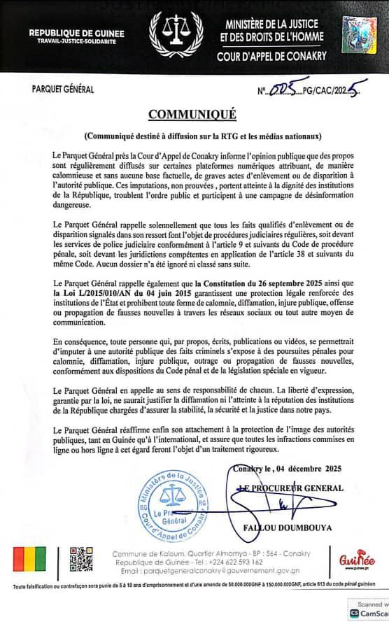 image-16 Multiplication des cas d’enlèvements en Guinée : le Procureur général met en garde