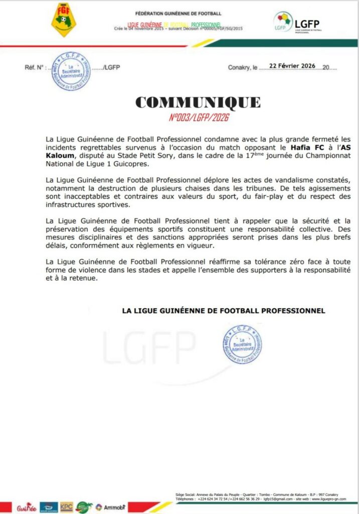 ligue-foot-716x1024 Vandalisme au stade Petit Sory : la Ligue promet des sanctions après Hafia–AS Kaloum