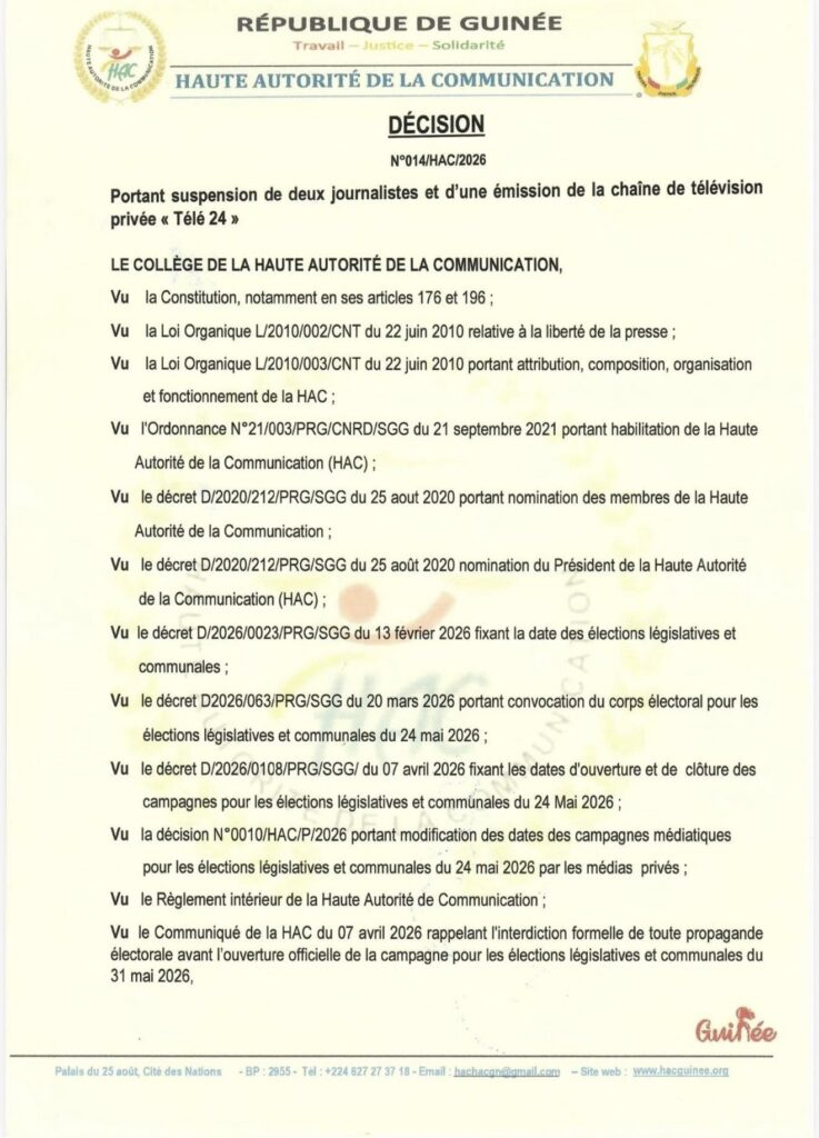 tele24-737x1024 La HAC suspend Aboubacar Diallo et Bah Sékou de Télé24 (les raisons)