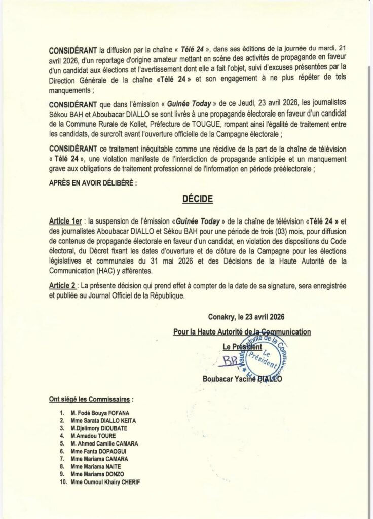 tele241-736x1024 La HAC suspend Aboubacar Diallo et Bah Sékou de Télé24 (les raisons)