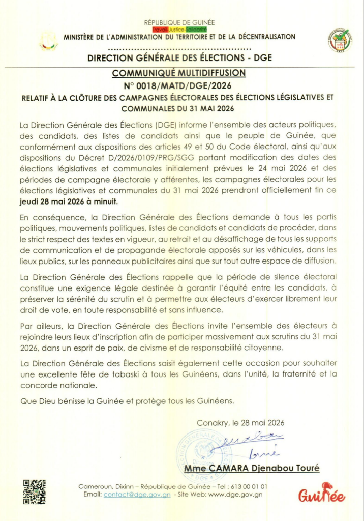 image-181-716x1024 Clap de fin pour la campagne électorale en Guinée : la DGE fait une invite aux candidats