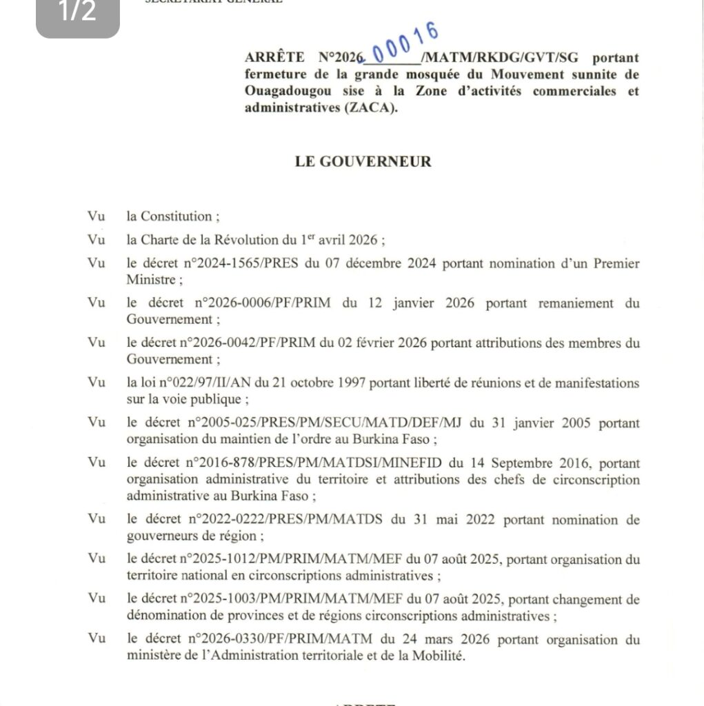 image-184 Ouaga (Burkina Faso) : la grande mosquée Sunnite fermée jusqu’à nouvel ordre