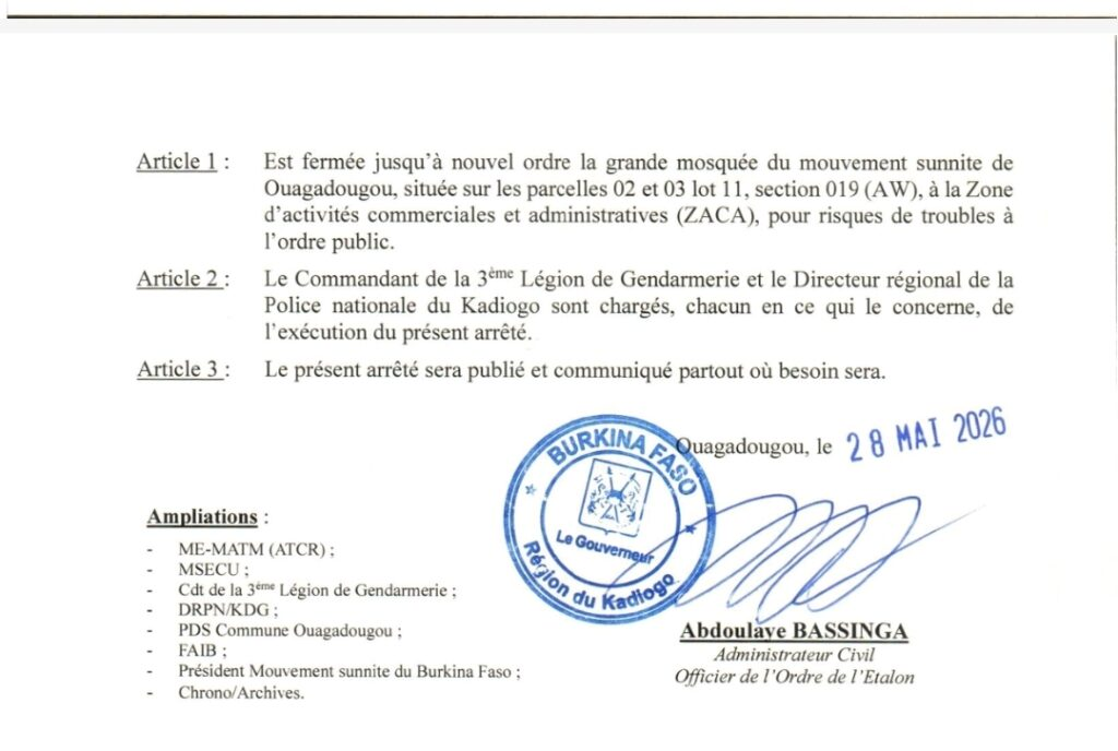 image-185 Ouaga (Burkina Faso) : la grande mosquée Sunnite fermée jusqu’à nouvel ordre