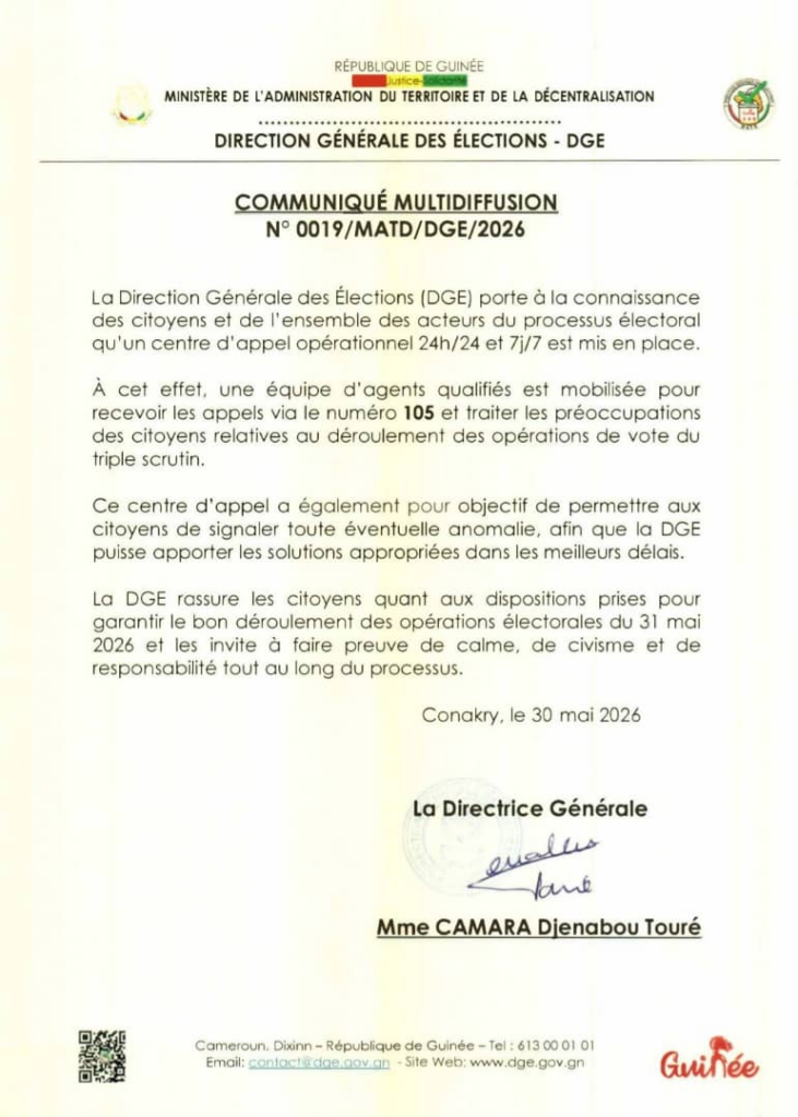image-186-731x1024 Scrutins du 31 mai : la DGE met en place un centre d’appel opérationnel 24h/24 et 7j/7