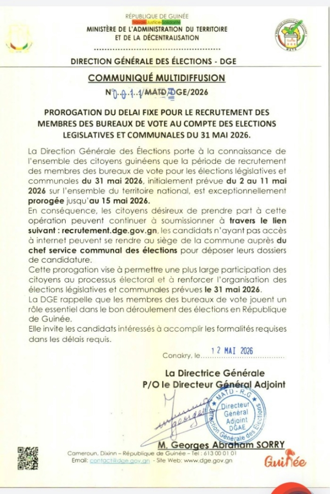 image-82 Elections du 31 mai : la DGE proroge le délai de recrutement des membres des bureaux de vote