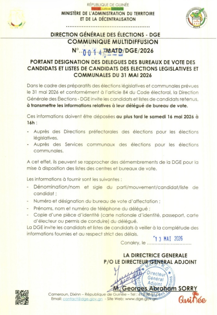 image-96-707x1024 Guinée : la DGE donne jusqu’au 16 mai pour déposer les dossiers des délégués des bureaux de vote