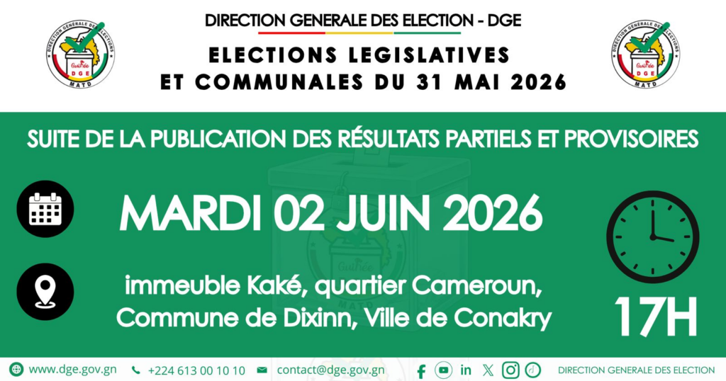 image-18-1024x538 Guinée : la DGE poursuit la publication des résultats provisoires des scrutins du 31 mai