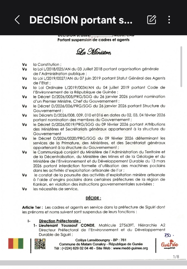 image-85-714x1024 Siguiri : 139 cadres suspendus par le Ministère de l’Environnement