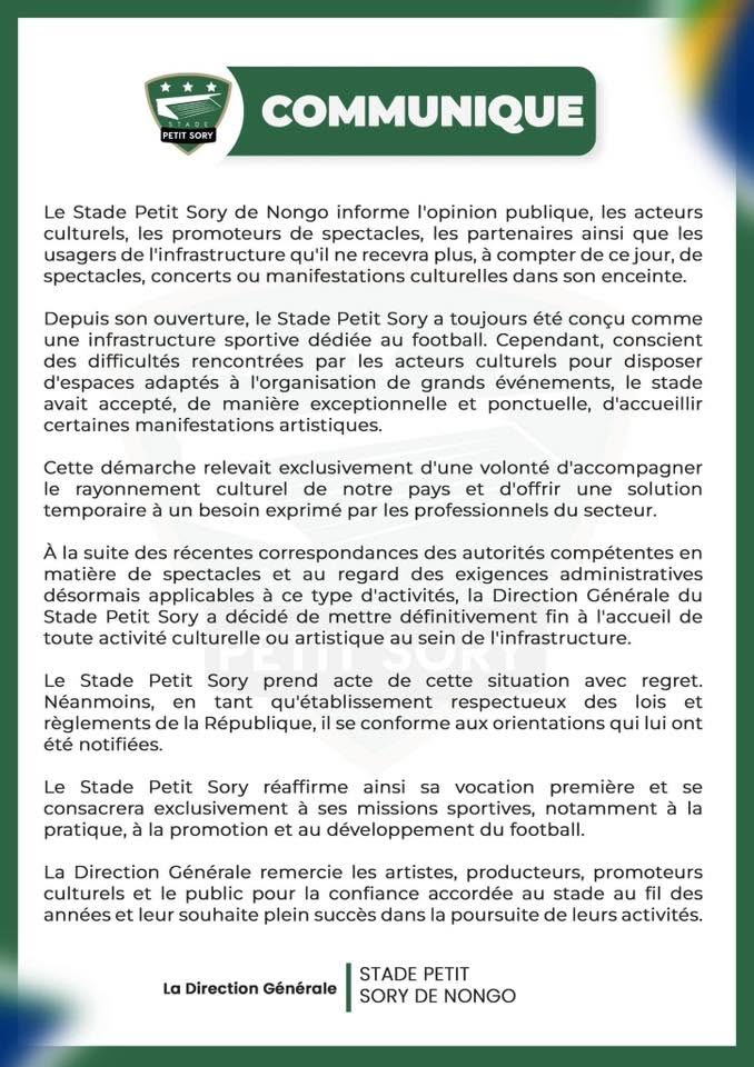 stade-petit-sory Conakry : le stade Petit Sory de Nongo met fin aux manifestations culturelles