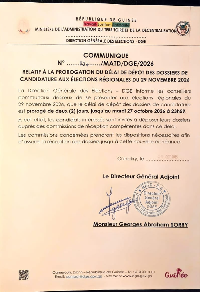 image-86-701x1024 Elections régionales : la DGE proroge le délai de dépôt des dossiers de candidature